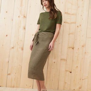 Jenni Kayne Moss Linen Midi Tie Skirt size xs
